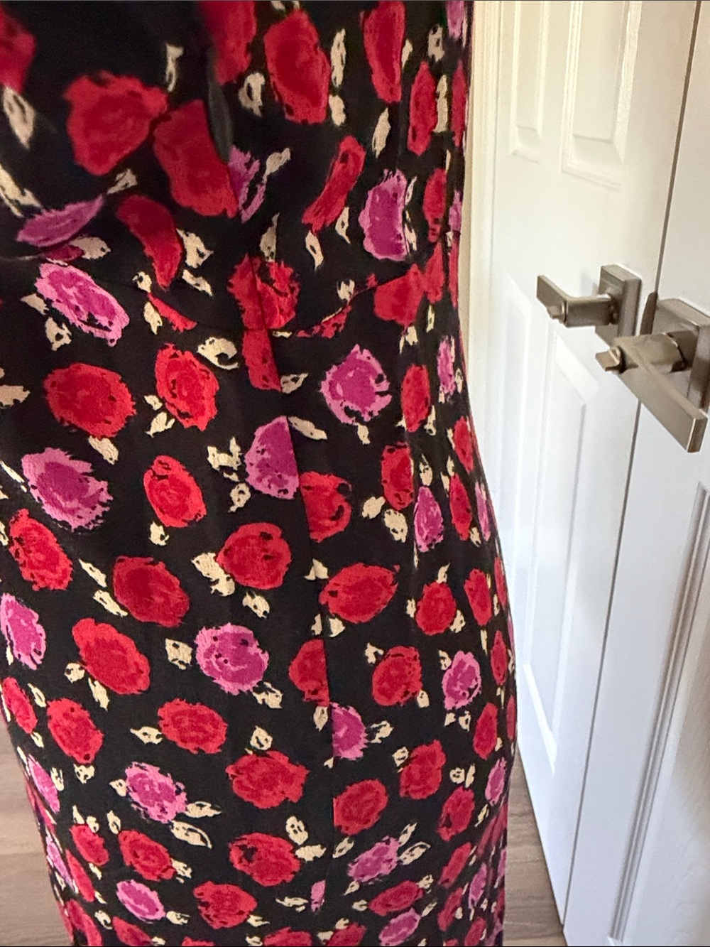 Zara Black Maxi Dress with Pink Floral Print - Picture 5 of 12
